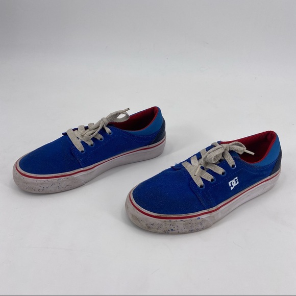 Kids Boys Girls DC Shoe Skateboard Skater Style Sneaker Blue Red White - Picture 3 of 7